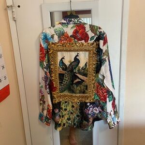 Robert Graham Multicolor Peacock and Floral Shirt